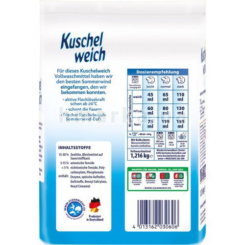 Фото Мягкое стиральное средство для белой одежды Kuschelweich, 19 стирок,1.216 кг № 2