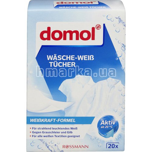 Фото Відбілюючі серветки для прання Domol, 20 шт. № 1