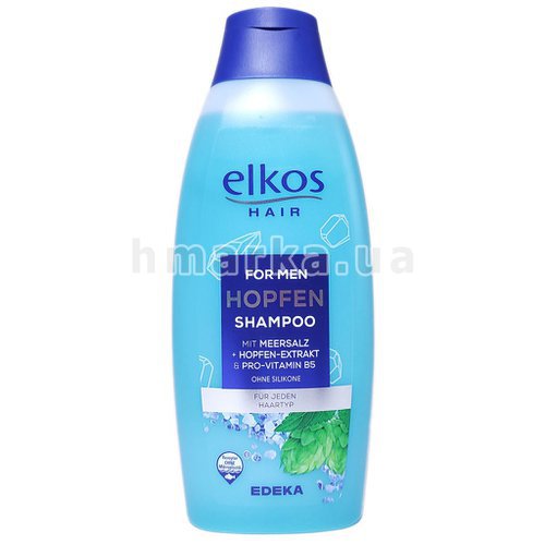 Фото Мужской шампунь Elkos с морской солью, экстрактом хмеля и витамином В5, 500 мл № 1