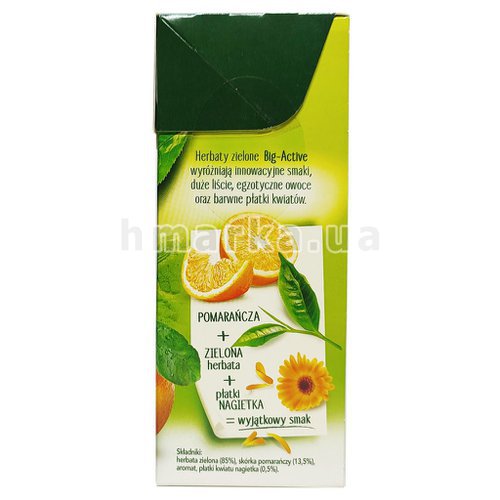 Фото Чай зелёный Big - Active Herbata Zielona с апельсином и календулой крупнолистовой, 100 г № 4