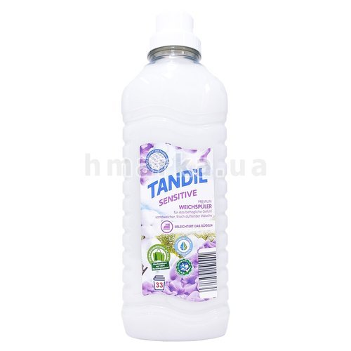 Фото Смягчитель для стирки Tandil и облегчение глажки белья Sensitive со свежим ароматом, на 33 стирки, 1 л № 1