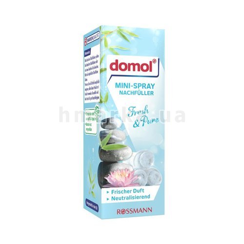 Фото Освіжувач повітря Domol міні-спрей Fresh & Pure, запаска, 25 мл № 1