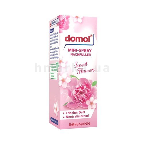 Фото Освежитель воздуха Domol мини-спрей Сладкие цветы, запаска, 25 мл № 1