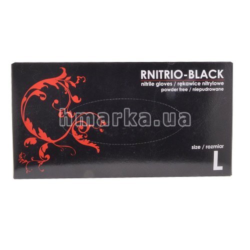 Фото Перчатки нитриловые REIS RNITRIO-­BLACK черные, размер L, 1 пара № 1